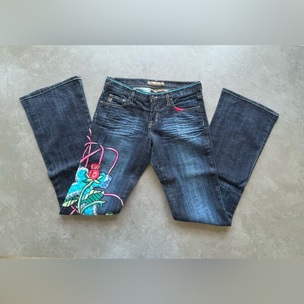 SWITCH USA Women’s Jeans Vintage Retro Boho Embroidered Jeans S: 28